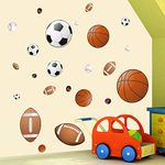 Runtoo Sports Wall Decals Kids Wall Stickers Soccer Baseball Football Hockey Basketball Boys Room Playroom Game Room Nursery Wall Décor