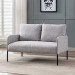 Wahson 2 Seater Sofa Modern Loveseat Sofa for Living Room, Linen Upholstered Couch Thick Padding Armchair for Bedroom/Office, Gray