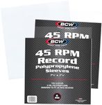 BCW 45 RPM Record Sleeves - 200 Count | Fits Standard 7 Inch Single 45s | Snug-Fit 2 Mil Polypropylene Outer Sleeves | Archival Plastic Covers for Vinyl Record Storage and Protection