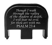 BASTION for Glock | Gen 1-5 | Models G17 19 21 22 23 24 26 27 29 30 31 32 33 34 35 36 37 38 39 40 41 45 | Engraved Back Plate Aluminum Back Butt Rear Cover Plate Bible Verse - Psalm 23:4…