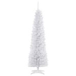 HOMCOM 6' Pencil Christmas Tree, Slim Artificial Xmas Tree with Realistic Branches, Sturdy Stand, White