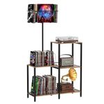 Anmytek Record Player Stand Player Table, 6-Tier Vinyl Record Storage Rotating, Vinyl Storage Cabinet Display Shelf, Turntable Stand Up to 300 Vinyl Records Albums for Bedroom Living Room