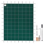 VEVOR Inground Pool Safety Cover, 14 ft x 26 ft Rectangular Winter Pool Cover, Triple Stitched, High Strength Mesh PP Material with Good Rain Permeability, Installation Hardware Included, Green