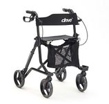 Drive DeVilbiss Torro Rollator – Folding 4 Wheel Walker for Adult with Seat, Brakes, Backrest