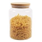 ORNAMI Wide Mouth Large Glass Jar with Natural Bamboo lid, Airtight Clear Canister Biscuits Jar - 3L