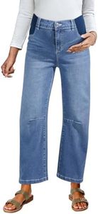 BLENCOT Womens Maternity Elastic Hight Waisted Wide Leg Jeans Pregnant Baggy Jeans Barrel Denim Trouser Pregnancy Pants P5 Blue 2XL