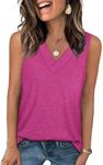 WIHOLL Summer Tank Tops for Women 2025 Sleeveless Dressy Casual V Neck Tops Loose Fit Trendy T Shirts Business Casual Tunic Pink S