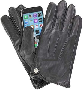 Isotoner A70108 Men's Smartouch Touchscree Leather Gloves Black Large