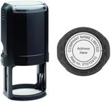 Traxx 9045 Company Custom Made Circular Self Inking Stamp - Large Size 45mm x 45mm Professional Business Rubber Stamp in Black Ink