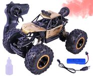 Toyshine 1:16 Scale 2.4Ghz Rechargeable Remote Control 4WD Alloy Off Road All Terrain Rock Crawler Toy Car inbuilt with Booster Spray Function and Long Battery Life for Kids Adults - Golden