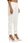 Women's White Cotton Lace Work Trouser With Double Lining Design Work | Fit Type: Regular Fit | Size: 26