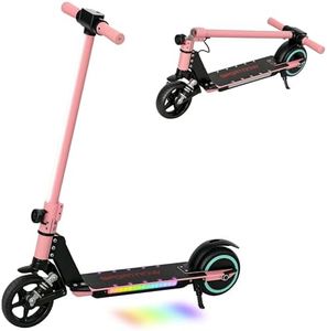 SPORTNOW Electric Scooter for Kids, Foldable E Scooter for Age 6-14 with Dual Brakes, Up to 14 KM/H, Maximum Range 6 KM, 6.8kg Lightweight, Front Suspension, LED Colourful Lights, Pink