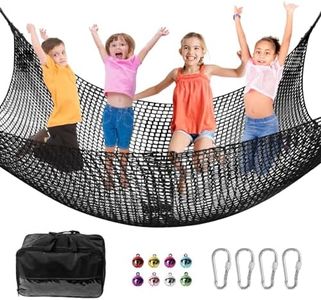 JumpTrzz Climbing Cargo Net, 9.9 x 6.6 ft Large Playground Safety Net with Storage Bag, Polyester Double Layers Backyard Climbing Net for Treehouse Accessories, Jungle Gyms, Outdoor Equipment Set