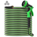 HEBE Flexible Garden Hose 100ft x 5/8", Outdoor Water Hose Heavy Duty, Kink-Free Water Garden Hose Pipe, Lightweight Hybrid Hose with Swivel Handle, Male to Female Fittings, Burst 600 PSI