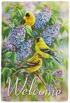 Carson Home Accents Outdoor Flag, Goldfinches and Lilacs, Large