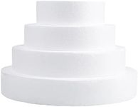 Hedume Set of 4 Round Foam Cake Dummy, 4 Sizes Cake Foam Dummies, 6-12 Inches Foam Cake Dummy for Decorating and Wedding Display