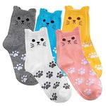 GWAWG 5 Pairs Women Socks Cat Animal Patterns Cotton Soft Sock Birthday Gifts for Women,Her,Mum,Sister,Girlfriend,Cat Lovers