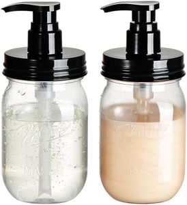 Amolliar Plastic Mason Jar Soap Dispenser with Pump Lid,16OZ Refillable BPA-Free Hand Soap Dispenser Set with Cute Lables - Farmhouse Decor for Kitchen/Bathroom,Liquid Soap,Dish Soap, Lotion (2 Pack)