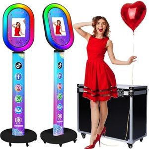 RDYMONKEY ZLPOWER Photo Booth for Any Ipad iPad Stand Shell with Free Custom Logo Remote Control RGB Beauty Ring Lights Portable Photobooth Machine and Flight Case for Parties Wedding Events Rental