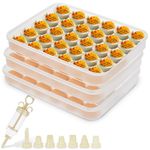 3 Pack 90 Count Deviled Egg Containers with Lid and 9 Pcs Deviled Egg Injector Piping Tool, Clear Storage Egg Carrier Tray, Fridge Stackable Countertop Portable Egg Platter for Party, Easter, Travel