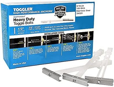 TOGGLER SNAPTOGGLE BAS Toggle Anchor, 304 Stainless Steel Channel, Made in US, 3/8" to 3-5/8" Grip Range, For 3/16"-24 UNC Fastener Size (Pack of 100)