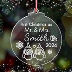 First Christmas as mr and mrs Xmas Decoration Bauble Personalised Married Acrylic Tree Bauble for 1st Wedding Gifts Keepsake for Him or Her(Round 1)