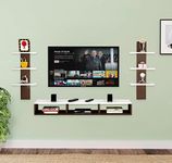 Kundi Engineered Wood Floating TV Stand Wall Mounted Media Console Entertainment Storage Shelf (White and Brown)