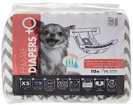 M-PETS Female Disposable Dog Diapers, Ultra Absorbent with Wetness Indicator, 12 Hour Protection, Adjustable Fasteners, Heat, Excitable Urination & Incontinence, Waist: 26-34 cm, X-Small (Pack of 10)