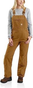 Carhartt womens Relaxed Fit Washed Duck Insulated Bib Overall, Brown, Large Tall