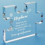 Funnli Nephew Gifts from Auntie Uncle Acrylic Plaque - Nephew Birthday Gifts 3.35 x 2.76 Inch Desk Decorations - Graduation Fathers Day Wedding Birthday Card Gifts for Nephew from Aunt