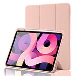 Case for iPad Air 11 Inch Case 2024 / Air 6th 5th 4th Generation 2022/2020 10.9 Inch Case with Pencil Holder, Smart Stand Cover Case, Support Apple Pencil Charging with Auto Wake/Sleep - Rose Gold