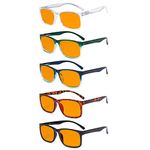 Eyekepper 5-Pack Blue Light Blocking Reading Glasses Square Computer Readers Orange Tinted +3.00