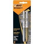 BIC Marking Metallic Colours Permanent Markers, Medium Bullet Tip Pens, Gold and Silver Colours, Pack of 2