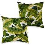 Greendale Home Fashions Outdoor 17-inch Square Throw Pillow, Set of 2, Tropical White