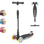 KORIMEFA 3 Wheel Kids Scooter Kick Scooter for Boys and Girls Toddler scooter with Adjustable Height, Lean to Steer, Flashing Light Up Wheels, Aged 3 to 12 years