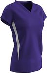 CHAMPRO Spike Ladies Polyester Volleyball Jersey, Purple, White, Medium