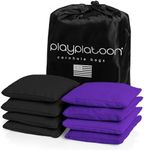 Premium Weather Resistant Duckcloth Cornhole Bags - Set of 8 Bean Bags for Corn Hole Game - Regulation Size & Weight, Purple & Black