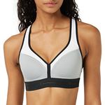 Champion Women's Racerback Sports Bra, Moisture-Wicking Athletic Sports Bra with Moderate Support, Oxford Grey Heather/White/Black, Medium