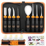 Pumpkin Carving Kit Tools Halloween - 16 PCS Professional Pumpkin Carving Set for Kids Or Adults - 8 PCS Stainless Steel Carving Tools Halloween Decoration Stickers and LED Pumpkin Lights