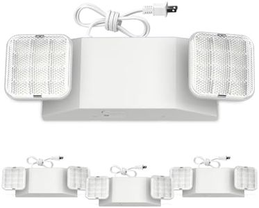 FREELICHT 4 Pack Emergency Lights with Battery Backup, AC 120V, Two Head Adjustable, LED Emergency Square Lighting Fixture for Business Commercial Use with 4FT Plug in Cord, UL Listed