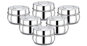 Expresso Stainless Steel Small/Mini Box Dabba/Container/Storage Box, Set of 6 (220 ml)