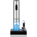 Chefman Electric Wine Opener W/ Foil Cutter, One-Touch, Open 30 Bottles On Single Charge, Automatic Corkscrew & Foil Remover, Rechargeable Battery, 110 Watts, 120 Volts