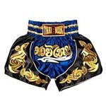 SIAMKICK Classic Muay Thai Shorts for Men Women Boxing Kickboxing High Grade MMA Fight Clothing Training Workout Trunks (Navy Bodhi, Medium)