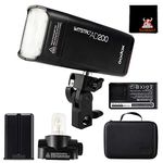 Godox AD200 200Ws Outdoor Pocket Flash Strobe TTL 1/8000s High Speed Sync Flash 2900mAh Rechargeable Battery Last Long Fast Recycle 0.01-2.1 Sec Swappable Bare Bulb/Speedlite Fresnel Flash Head