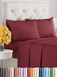 Full Size 4 Piece Sheet Set - Comfy Breathable & Cooling Sheets - Hotel Luxury Bed Sheets for Women & Men - Deep Pockets, Easy-Fit, Extra Soft & Wrinkle Free Sheets - Burgundy Oeko-Tex Bed Sheet Set