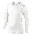 PROSTYLE SPORTS Kids Junior Youth Baselayer Compression Armour Top, Shirt Long Sleeved Core Baselayer (as8, Age, 9_Years, 10_Years, Regular, White)