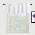 XWZO Blackout Valance Curtains Rod Pocket Short Curtain Room Darkening Thermal Insulated Small Window Curtain Valance for Kitchen, Living Room, Farmhouse, Greyish White, 42 x 18 Inches Length, 1 Panel