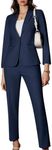 Kelyaa Women's 2 Piece Business Office Suit Lady Peaked Lapel Slim Fit One Button Blazer Jacket and Pants Set Navy Blue