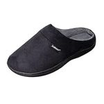 isotoner Men's Open Back Slipper with Memory Foam and Indoor/Outdoor Sole, Fuax Microsuede Black, 8-9