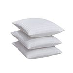 LASER WINGS Microfiber Striped Fabric Luxury Cushion Fillers (16 X 16 Inches) Pack of 3, White